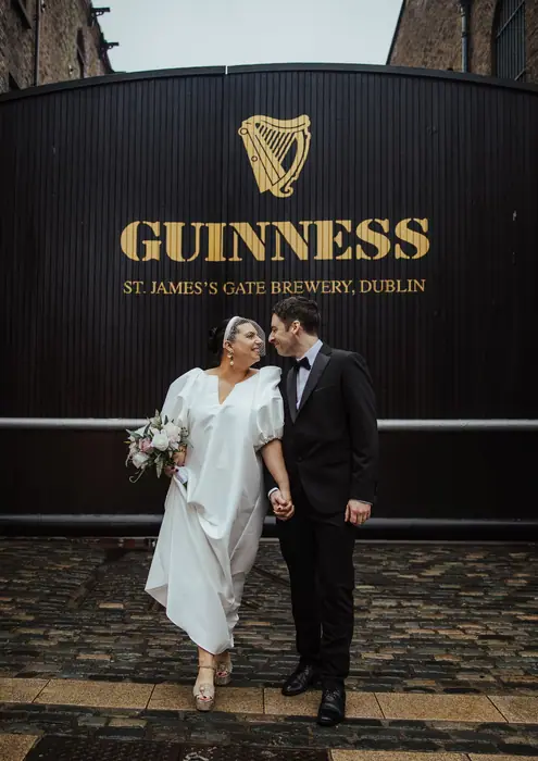 A couple at the Guinness gates at St James’s Gate